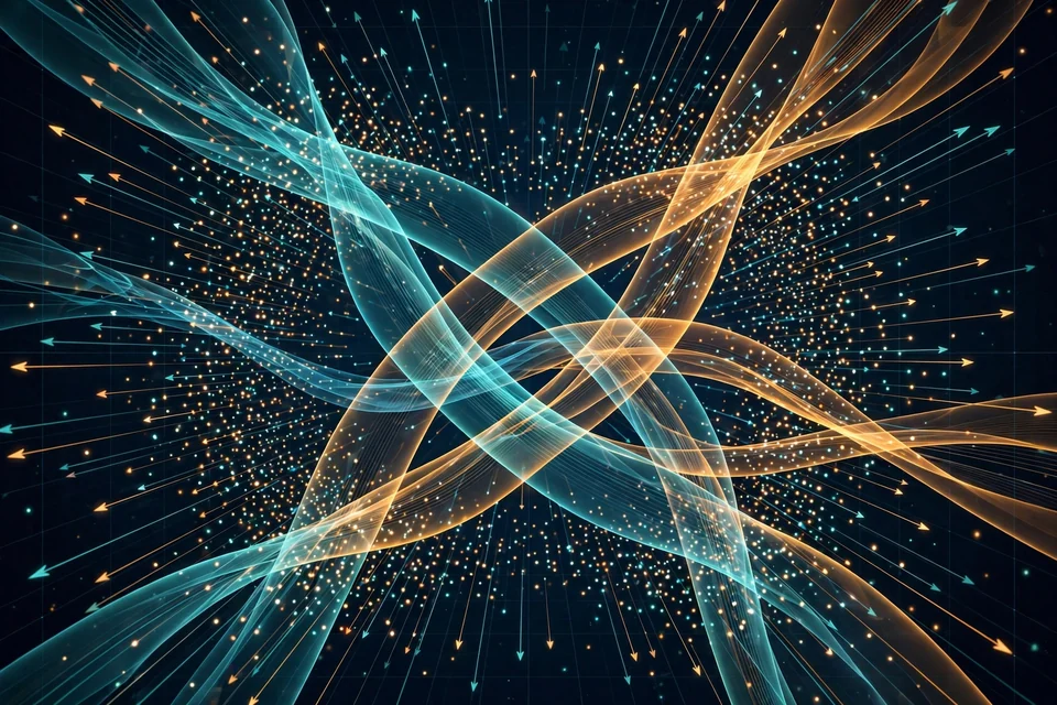 Flowing vector graphic from the Hyperdimensional Computing brief